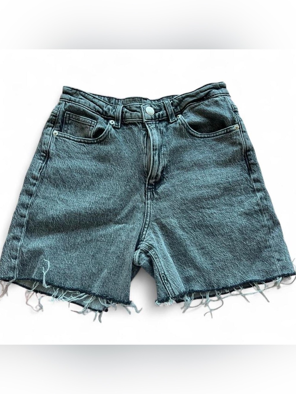 Vero Moda Grey Frayed Waist Denim Shorts